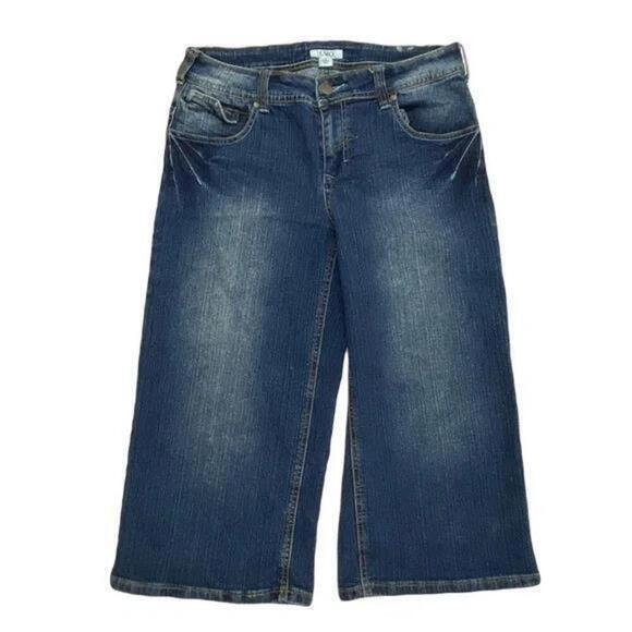 Cato Wide Leg Crop Back Flap Pockets Women's size 8 Dark Wash Blue Denim Jeans - Picture 1 of 5